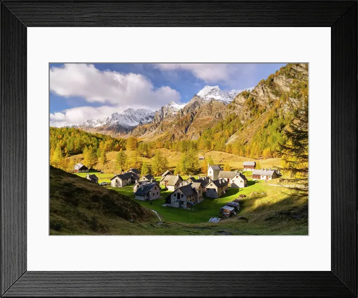 Framed Print : Crampiolo town with the mountains surrounding Alpe Devero. Alpe Devero, Devero valley, Antigorio valley, Ossola valley, Piedmont, Verbano Cusio Ossola district, Italy Framed Print : Crampiolo town with the mountains surrounding Alpe Devero. Alpe Devero, Devero valley, Antigorio valley, Ossola valley, Piedmont, Verbano Cusio Ossola district, Italy