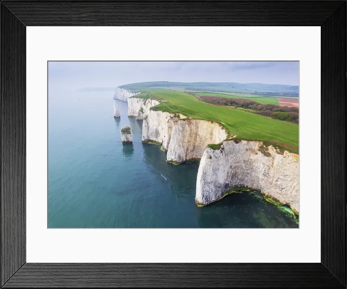 Framed Print : High angle aerial view of Old Harry Rocks, Jurassic Coast, UNESCO World Heritage Site, Swanage, Dorset, England Framed Print : High angle aerial view of Old Harry Rocks, Jurassic Coast, UNESCO World Heritage Site, Swanage, Dorset, England