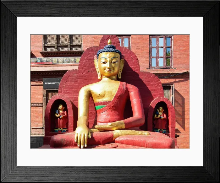 Framed Print : Statue of Buddha, Swayambhunath Temple, Kathmandu Valley, Nepal, Asia