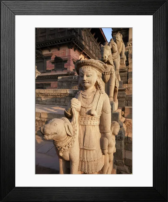 Framed Print : Sculptures in a temple of the Durbar Square of Bhaktapur at sunset, Kathmandu Valley, Nepal Framed Print : Sculptures in a temple of the Durbar Square of Bhaktapur at sunset, Kathmandu Valley, Nepal