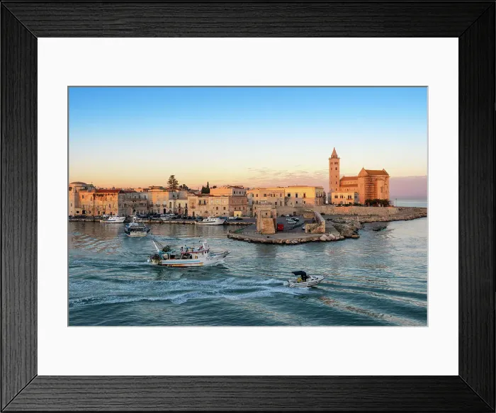 Framed Print : Port of Trani at sunrise. Europe, Italy, Puglia, Trani, Trani district Framed Print : Port of Trani at sunrise. Europe, Italy, Puglia, Trani, Trani district