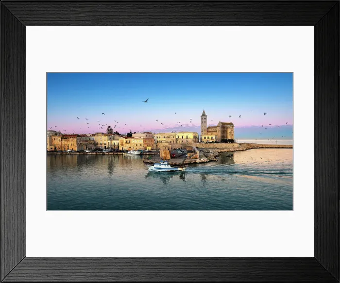Framed Print : Sunrise in the port of Trani. Europe, Italy, Puglia, Trani, Trani district Framed Print : Sunrise in the port of Trani. Europe, Italy, Puglia, Trani, Trani district