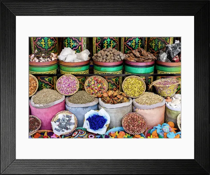 Framed Print : Dried flowers and herbs for sale in the traditional souk of medina, Marrakech, Morocco Framed Print : Dried flowers and herbs for sale in the traditional souk of medina, Marrakech, Morocco