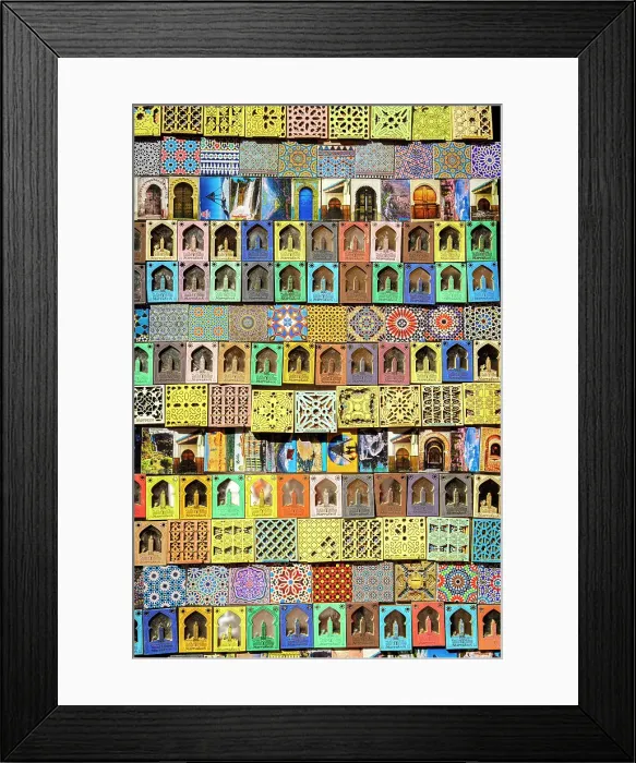 Framed Print : Handmade souvenirs for tourists in the souk of medina old town, Marrakech, Morocco Framed Print : Handmade souvenirs for tourists in the souk of medina old town, Marrakech, Morocco