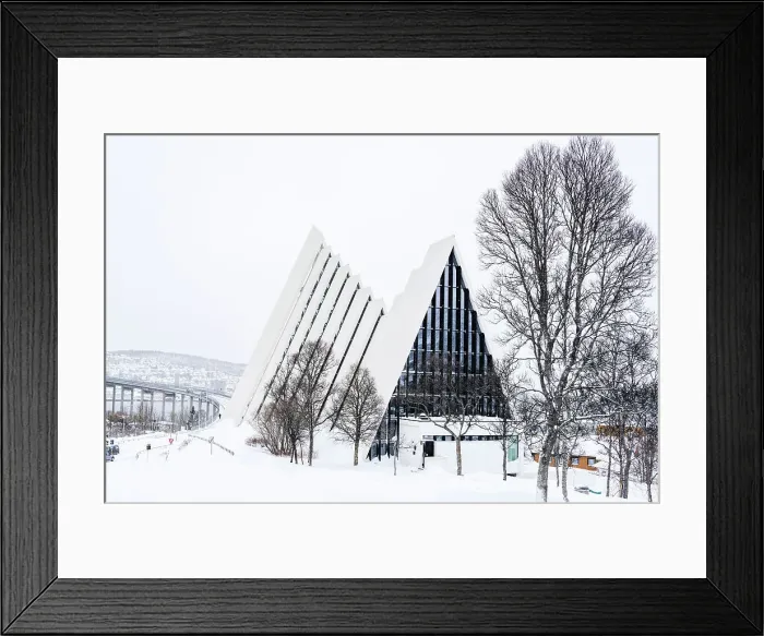 Framed Print : The futuristic building of Arctic Cathedral in the snowy landscape, Tromso, Norway Framed Print : The futuristic building of Arctic Cathedral in the snowy landscape, Tromso, Norway