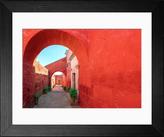Framed Print : Red walkway at Monastery of Santa Catalina de Siena, UNESCO, Arequipa, Arequipa Province, Arequipa Region, Peru