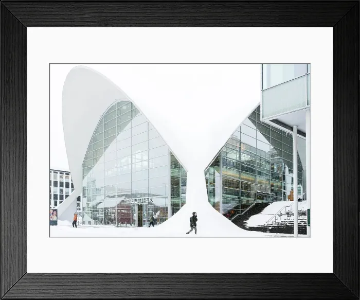 Framed Print : Modern building of the city library built with glass windows, Tromso, Norway Framed Print : Modern building of the city library built with glass windows, Tromso, Norway