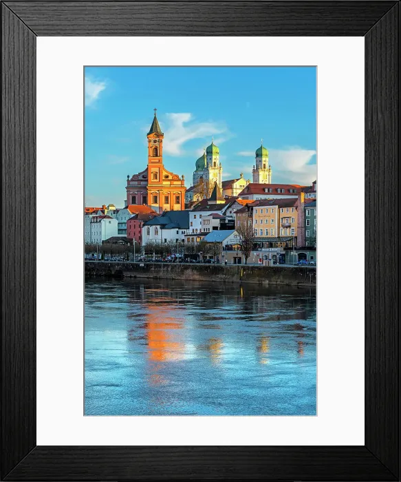 Framed Print : Sunset of Passau on the river Danubio Europe, Germany, Passau, Bavaria district