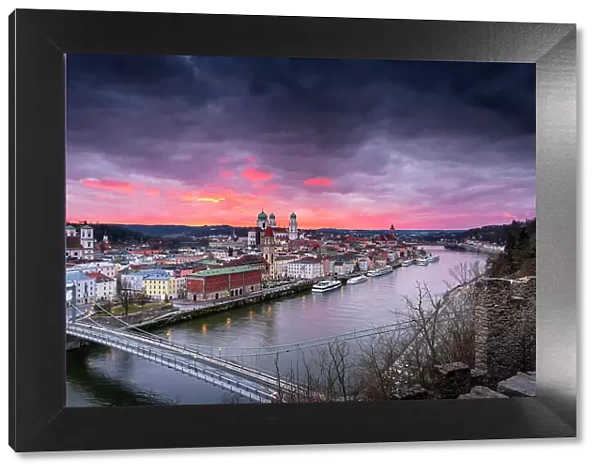 Beautiful sunset from Passau. Europe, Germany, Passau, Bavaria district
