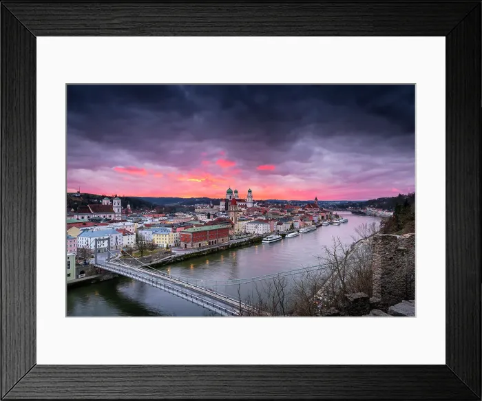 Framed Print : Beautiful sunset from Passau. Europe, Germany, Passau, Bavaria district Framed Print : Beautiful sunset from Passau. Europe, Germany, Passau, Bavaria district