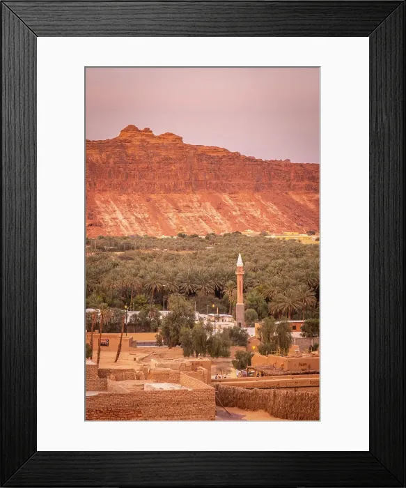 Framed Print : Minaret and date palms, Old town of Al-Ula, Medina Province, Saudi Arabia