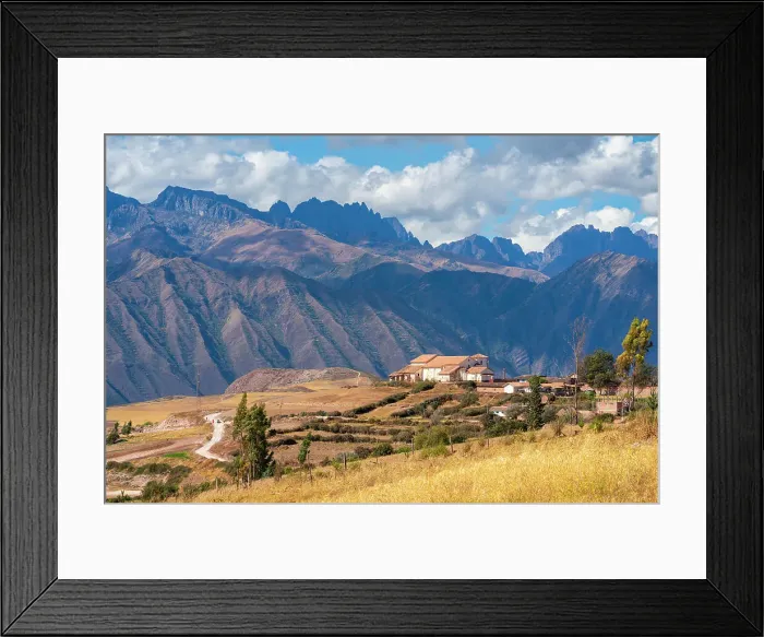 Framed Print : House with the Andes in background, Maras, Sacred Valley, Urubamba Province, Cusco Region, Peru