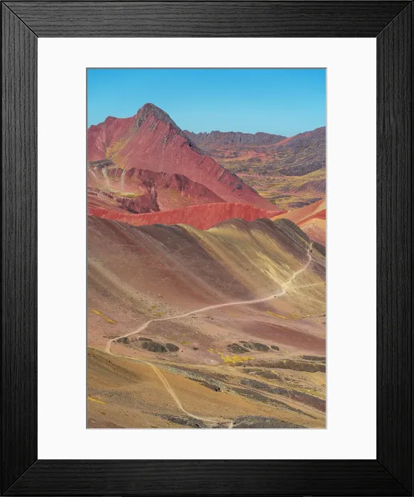 Framed Print : Hiking trail leading to Valle Rojo (Red Valley), near Rainbow mountain, Pitumarca District, Cusco, Peru Framed Print : Hiking trail leading to Valle Rojo (Red Valley), near Rainbow mountain, Pitumarca District, Cusco, Peru