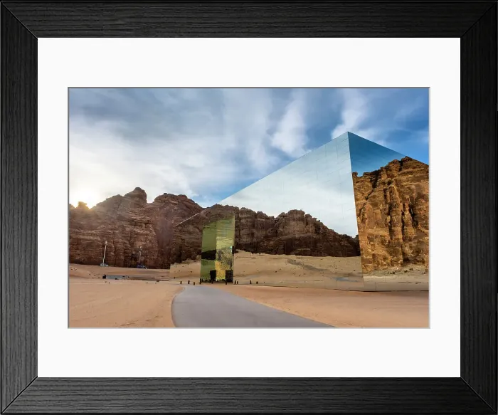 Framed Print : Maraya Concert Hall, the largest mirror building in the world, Al-Ula, Medina Province, Saudi Arabia