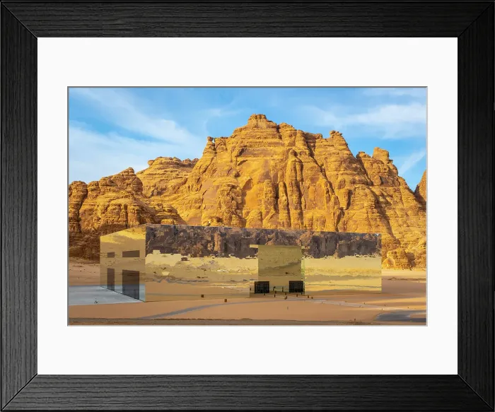 Framed Print : Maraya Concert Hall, the largest mirror building in the world, Al-Ula, Medina Province, Saudi Arabia