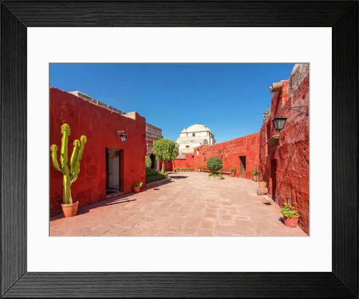 Framed Print : Passageway with red wall at Monastery of Santa Catalina de Siena, UNESCO, Arequipa, Arequipa Province, Arequipa Region, Peru Framed Print : Passageway with red wall at Monastery of Santa Catalina de Siena, UNESCO, Arequipa, Arequipa Province, Arequipa Region, Peru