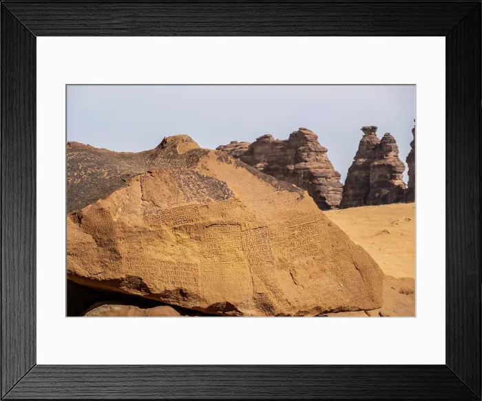 Framed Print : Ancient inscriptions carved into the rocks, Jabal Ikmah, Al-Ula, Medina Province, Saudi Arabia Framed Print : Ancient inscriptions carved into the rocks, Jabal Ikmah, Al-Ula, Medina Province, Saudi Arabia