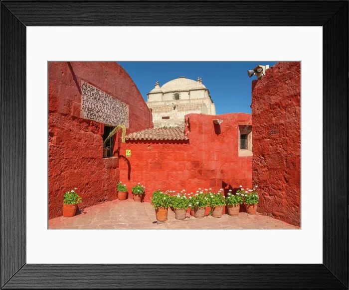 Framed Print : Plants by red walls at Monastery of Santa Catalina de Siena, UNESCO, Arequipa, Arequipa Province, Arequipa Region, Peru