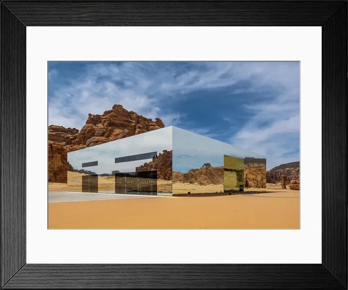 Framed Print : Maraya Concert Hall, the largest mirror building in the world, Al-Ula, Medina Province, Saudi Arabia