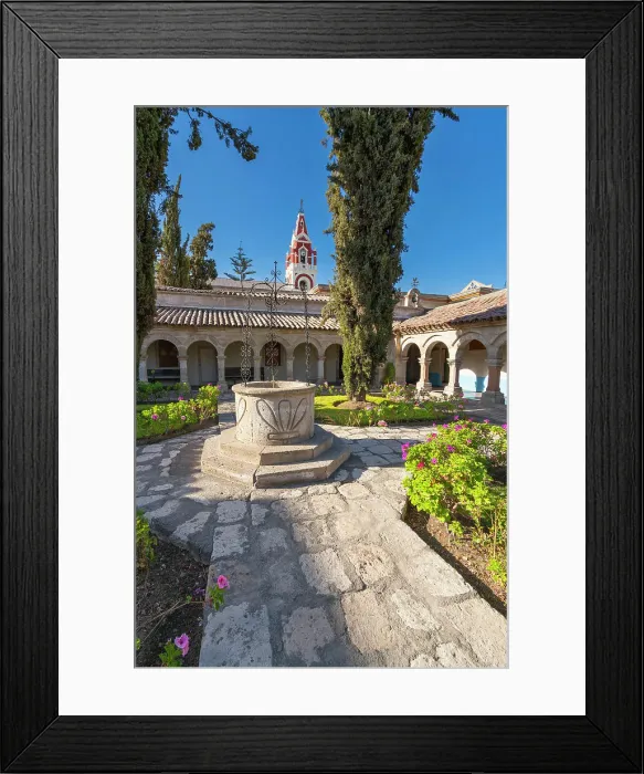 Framed Print : Garden with well at Monasterio y Museo de la Recoleta, UNESCO, Arequipa, Arequipa Province, Arequipa Region, Peru