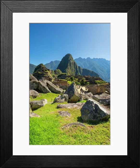Framed Print : Historic ancient archeological Incan Lost City of Machu Picchu on mountain in Andes, Cuzco Region, Peru Framed Print : Historic ancient archeological Incan Lost City of Machu Picchu on mountain in Andes, Cuzco Region, Peru