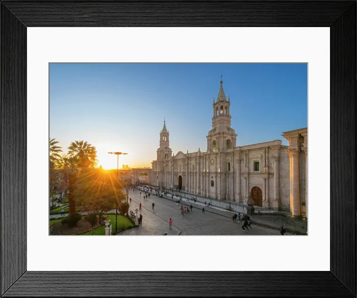 Framed Print : Basilica Cathedral of Arequipa at Plaza de Armas Square at sunset, UNESCO, Arequipa, Arequipa Province, Arequipa Region, Peru Framed Print : Basilica Cathedral of Arequipa at Plaza de Armas Square at sunset, UNESCO, Arequipa, Arequipa Province, Arequipa Region, Peru