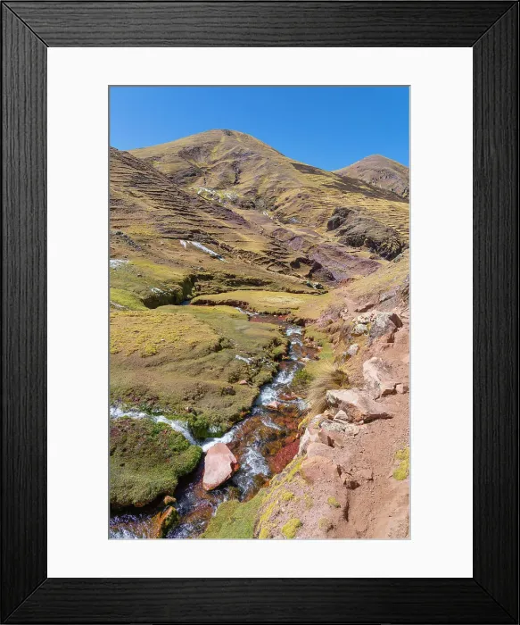 Framed Print : Stream in the Andes, near Rainbow Mountain, Pitumarca District, Cusco Region, Peru Framed Print : Stream in the Andes, near Rainbow Mountain, Pitumarca District, Cusco Region, Peru