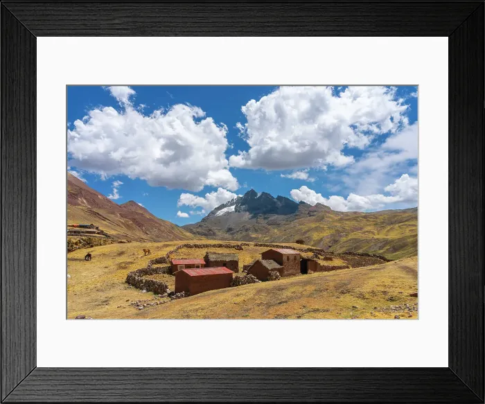 Framed Print : Houses on countryside with horses grazing around with Takusiri mountain (5350 m) in background, near Uchullujllo, Pitumarca District, Canchis Province, Cuzco Region, Peru Framed Print : Houses on countryside with horses grazing around with Takusiri mountain (5350 m) in background, near Uchullujllo, Pitumarca District, Canchis Province, Cuzco Region, Peru