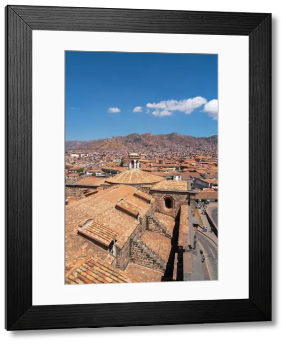 Framed Print : Bell tower of Coricancha with and Cusco skyline, UNESCO, Cusco, Cusco Province, Cusco Region, Peru