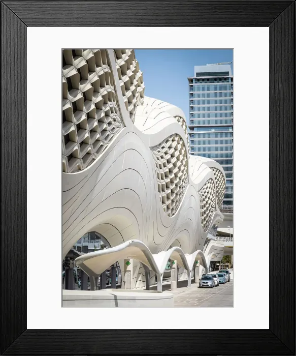 Framed Print : Metro station designed by Zaha Hadid Architects, King Abdullah Financial District (KAFD), Riyadh, Saudi Arabia