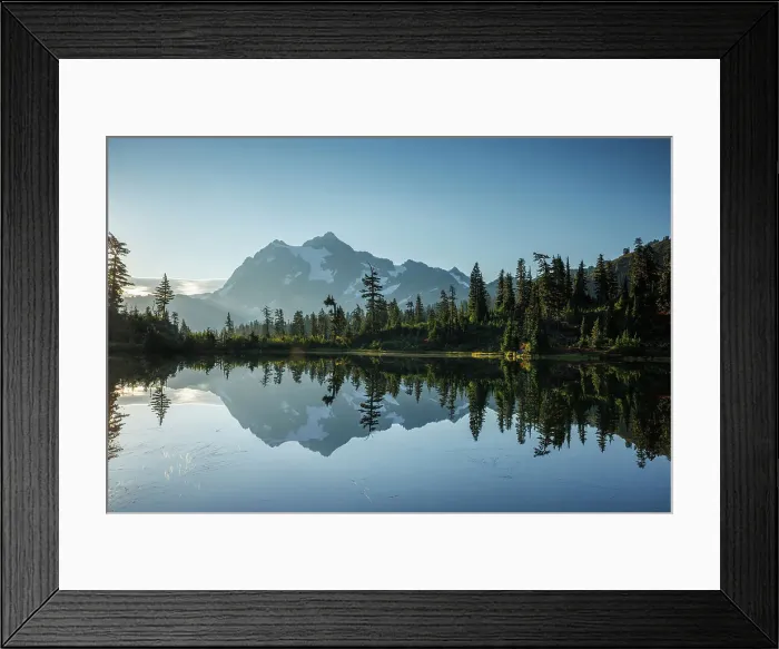 Framed Print : Mount Shuksan reflected in Mirror Lake, North Cascades National Park, Washington, USA