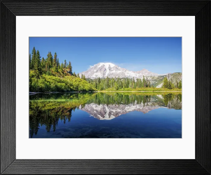 Framed Print : Mount Rainier reflecting in Bench Lake, Mount Rainier National Park, Washington, USA Framed Print : Mount Rainier reflecting in Bench Lake, Mount Rainier National Park, Washington, USA