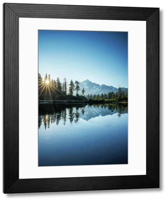 Framed Print : Mount Shuksan reflected in Mirror Lake, North Cascades National Park, Washington, USA Framed Print : Mount Shuksan reflected in Mirror Lake, North Cascades National Park, Washington, USA