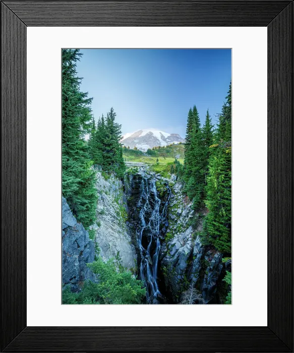 Framed Print : Myrtle Falls and Mount Rainier, Mount Rainier National Park, Washington, USA