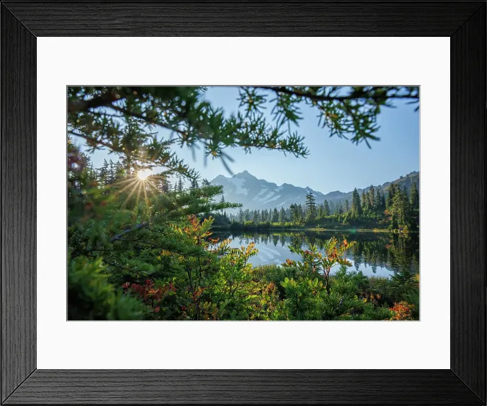 Framed Print : Mount Shuksan reflected in Mirror Lake, North Cascades National Park, Washington, USA