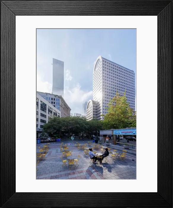 Framed Print : Square and skyscrapers at Downtown, Seattle, Washington, USA Framed Print : Square and skyscrapers at Downtown, Seattle, Washington, USA