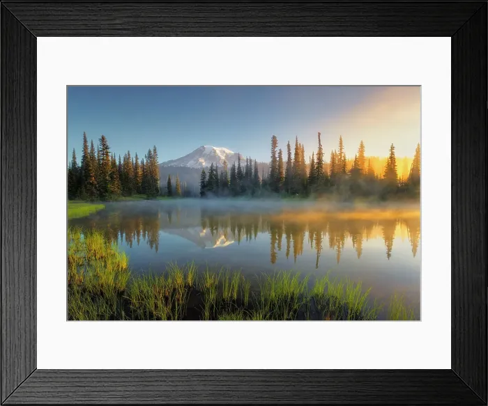 Framed Print : Morning at Reflection Lakes with Mt. Rainier in the background, Nationalpark Mt. Rainier, North West, Washington State, USA Framed Print : Morning at Reflection Lakes with Mt. Rainier in the background, Nationalpark Mt. Rainier, North West, Washington State, USA