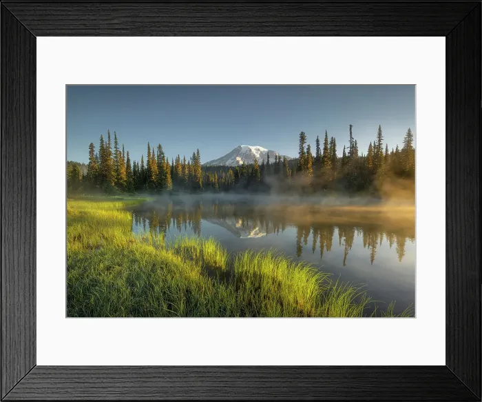Framed Print : Morning at Reflection Lakes with Mt. Rainier in the background, Nationalpark Mt. Rainier, North West, Washington State, USA Framed Print : Morning at Reflection Lakes with Mt. Rainier in the background, Nationalpark Mt. Rainier, North West, Washington State, USA