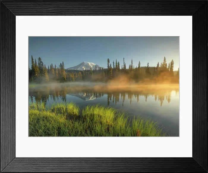 Framed Print : Morning at Reflection Lakes with Mt. Rainier in the background, Nationalpark Mt. Rainier, North West, Washington State, USA Framed Print : Morning at Reflection Lakes with Mt. Rainier in the background, Nationalpark Mt. Rainier, North West, Washington State, USA