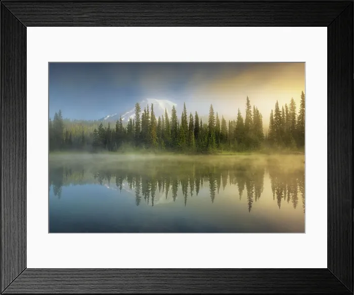 Framed Print : Morning at Reflection Lakes with Mt. Rainier in the background, Nationalpark Mt. Rainier, North West, Washington State, USA Framed Print : Morning at Reflection Lakes with Mt. Rainier in the background, Nationalpark Mt. Rainier, North West, Washington State, USA