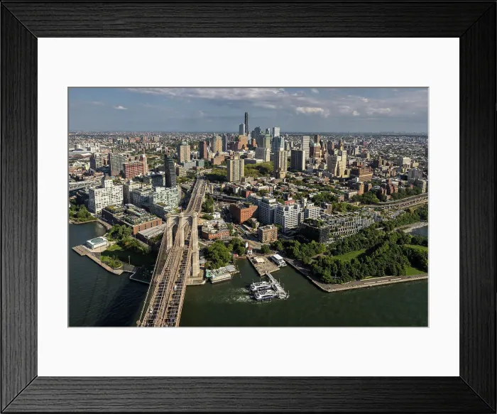 Framed Print : Aerial of Brooklyn Bridge & Brooklyn, New York, United States of America Framed Print : Aerial of Brooklyn Bridge & Brooklyn, New York, United States of America