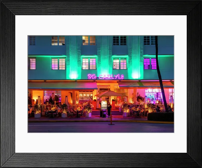 Framed Print : The Carlyle Hotel & Restaurant on Ocean Drive at dusk, Miami, United States of America Framed Print : The Carlyle Hotel & Restaurant on Ocean Drive at dusk, Miami, United States of America