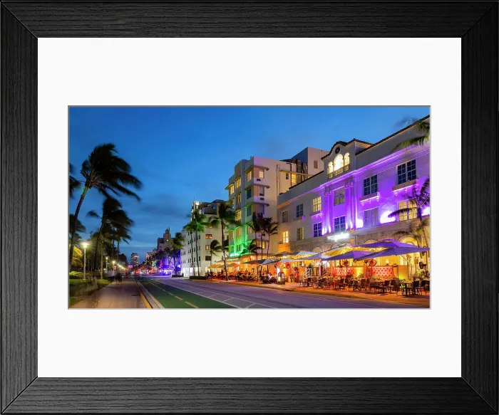 Framed Print : Ocean Drive at dusk, Miami, United States of America Framed Print : Ocean Drive at dusk, Miami, United States of America