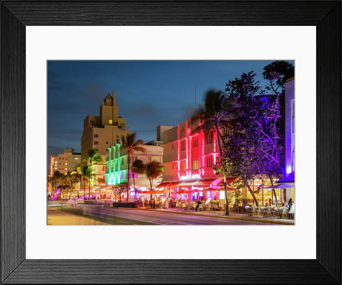 Framed Print : Ocean Drive at dusk, Miami, United States of America Framed Print : Ocean Drive at dusk, Miami, United States of America
