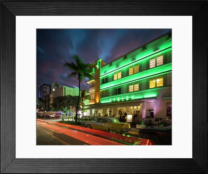 Framed Print : Art deco architecture of Ocean Drive at night, South Beach, Miami, Dade County, Florida, USA Framed Print : Art deco architecture of Ocean Drive at night, South Beach, Miami, Dade County, Florida, USA