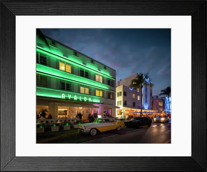 Framed Print : Art deco architecture of Ocean Drive at night, South Beach, Miami, Dade County, Florida, USA Framed Print : Art deco architecture of Ocean Drive at night, South Beach, Miami, Dade County, Florida, USA