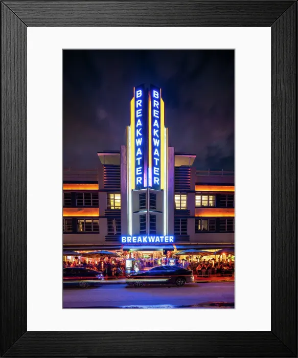Framed Print : Art deco architecture of Ocean Drive at night, South Beach, Miami, Dade County, Florida, USA Framed Print : Art deco architecture of Ocean Drive at night, South Beach, Miami, Dade County, Florida, USA