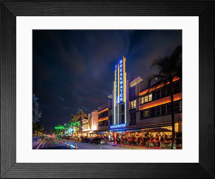 Framed Print : Art deco architecture of Ocean Drive at night, South Beach, Miami, Dade County, Florida, USA Framed Print : Art deco architecture of Ocean Drive at night, South Beach, Miami, Dade County, Florida, USA