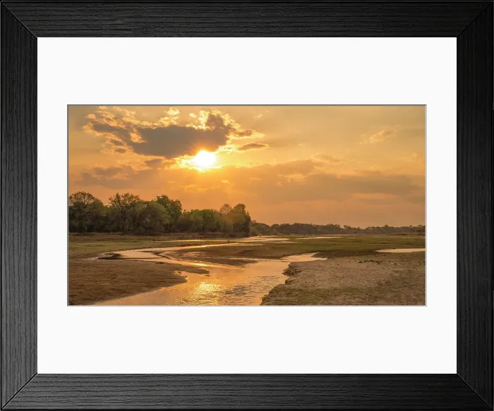 Framed Print : Africa, Zambia, North Luangwa National Park. Sunset on the Mlaweshi river Framed Print : Africa, Zambia, North Luangwa National Park. Sunset on the Mlaweshi river