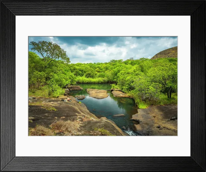 Framed Print : Africa, Zambia, Northern Zambia, Mutinondo Wilderness. The paradise pool surrounded by woodland Framed Print : Africa, Zambia, Northern Zambia, Mutinondo Wilderness. The paradise pool surrounded by woodland
